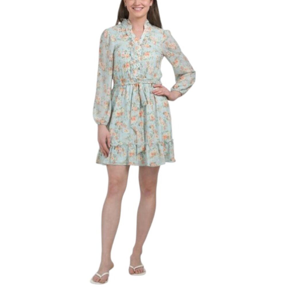 FAMOUS BRAND Chiffon Ruffle Tiered Mini Dress